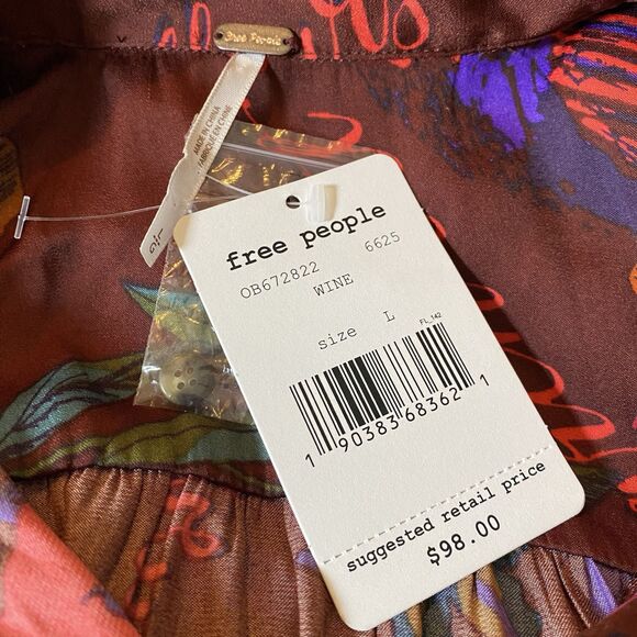 Free People sz L Silky Nights Button Up Tunic - Picture 12 of 15